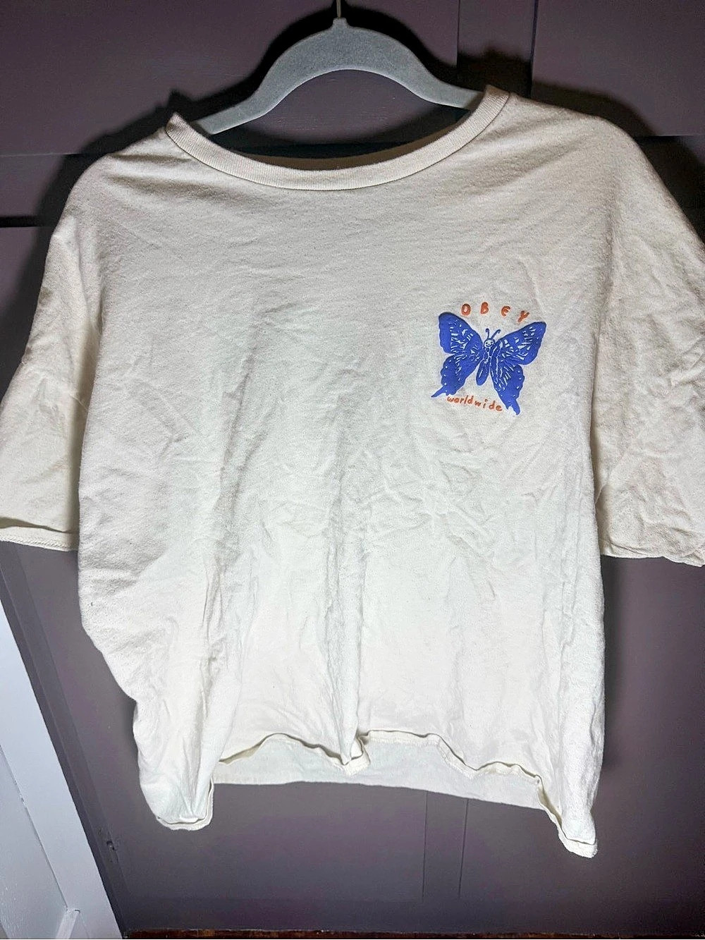 Obey Worldwide Butterfly Graphic Tee Butterfly Graphic Tee XXL White Blue